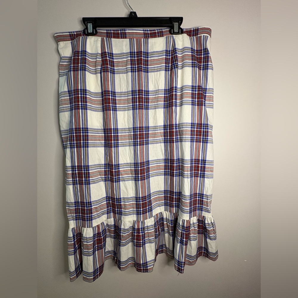 Free Assembly Woman's Plaid Wrap Side Zip Ruffle Midi Skirt size 20 NWT - Picture 2 of 5